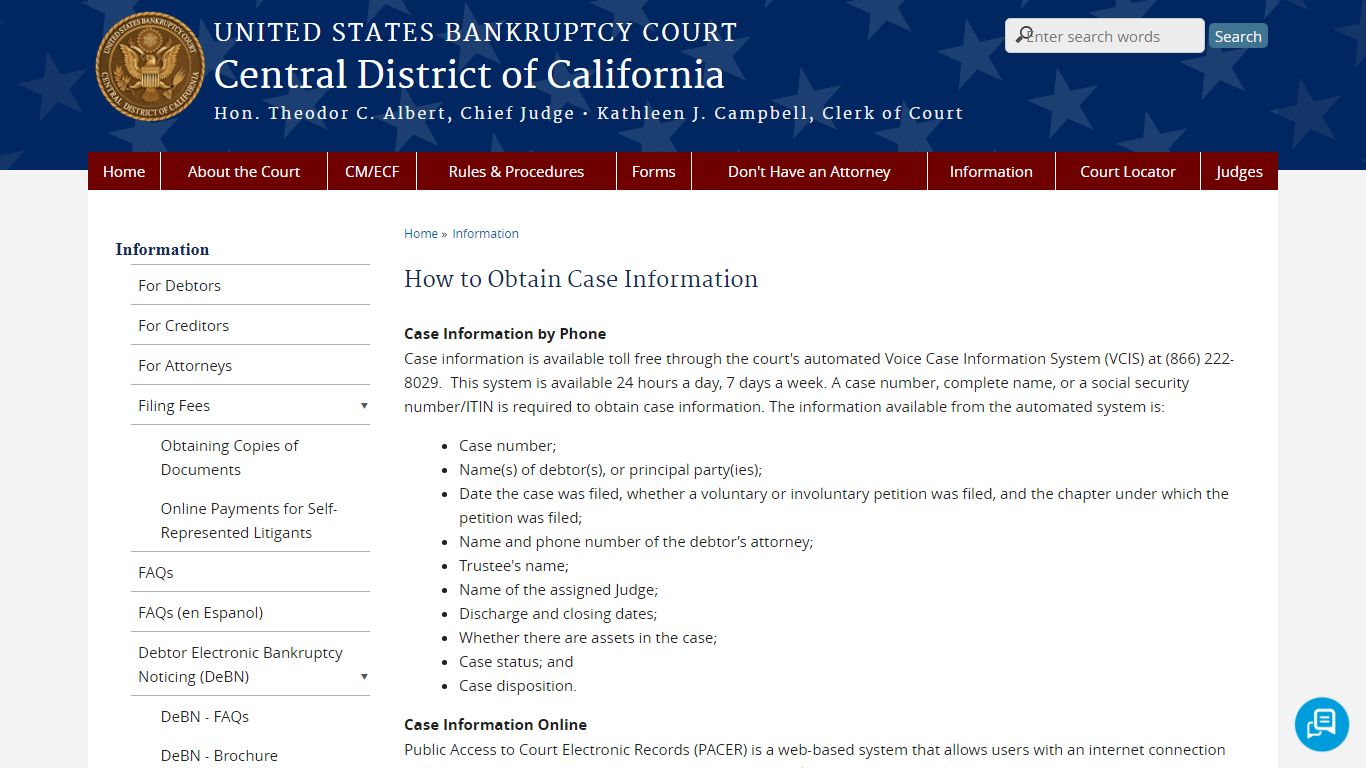 How to Obtain Case Information - United States Bankruptcy ...